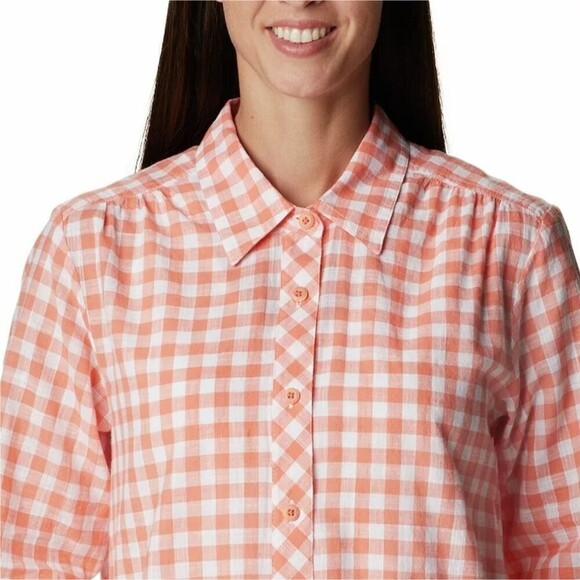 columbia sportswear Tops - Columbia Women's Camp Henry III Long Sleeve Shirt Gingham Cotton LIght-Weight
